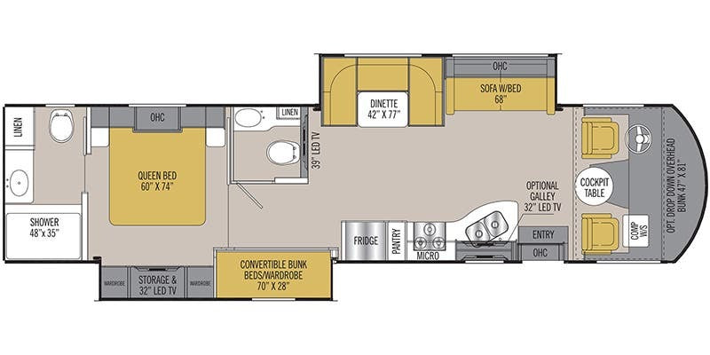 Explore the Comforts of the Open Road: Coachmen Mirada 35BH Luxury Class A RV Rental w/ 2 bathrooms