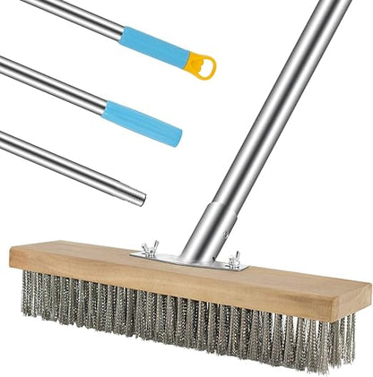 Rent a Detachable Handle Steel Wire Brush - Ideal for Patio, Deck, and Concrete Cleaning