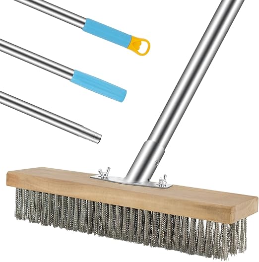 Rent a Detachable Handle Steel Wire Brush - Ideal for Patio, Deck, and Concrete Cleaning