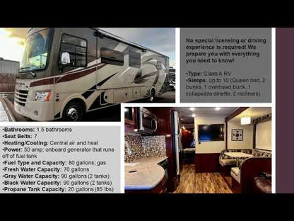 Explore the Comforts of the Open Road: Coachmen Mirada 35BH Luxury Class A RV Rental w/ 2 bathrooms